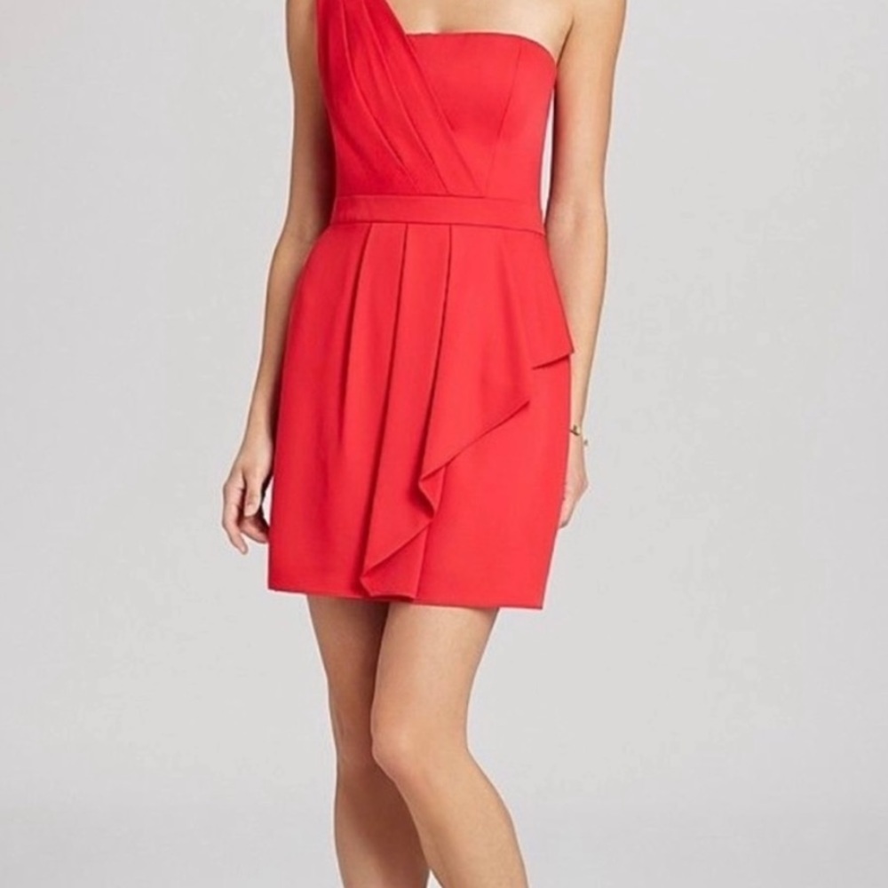 BCBCMaxazria Lipstick Red Vanessa One Shoulder Mini Dress NWT size 6